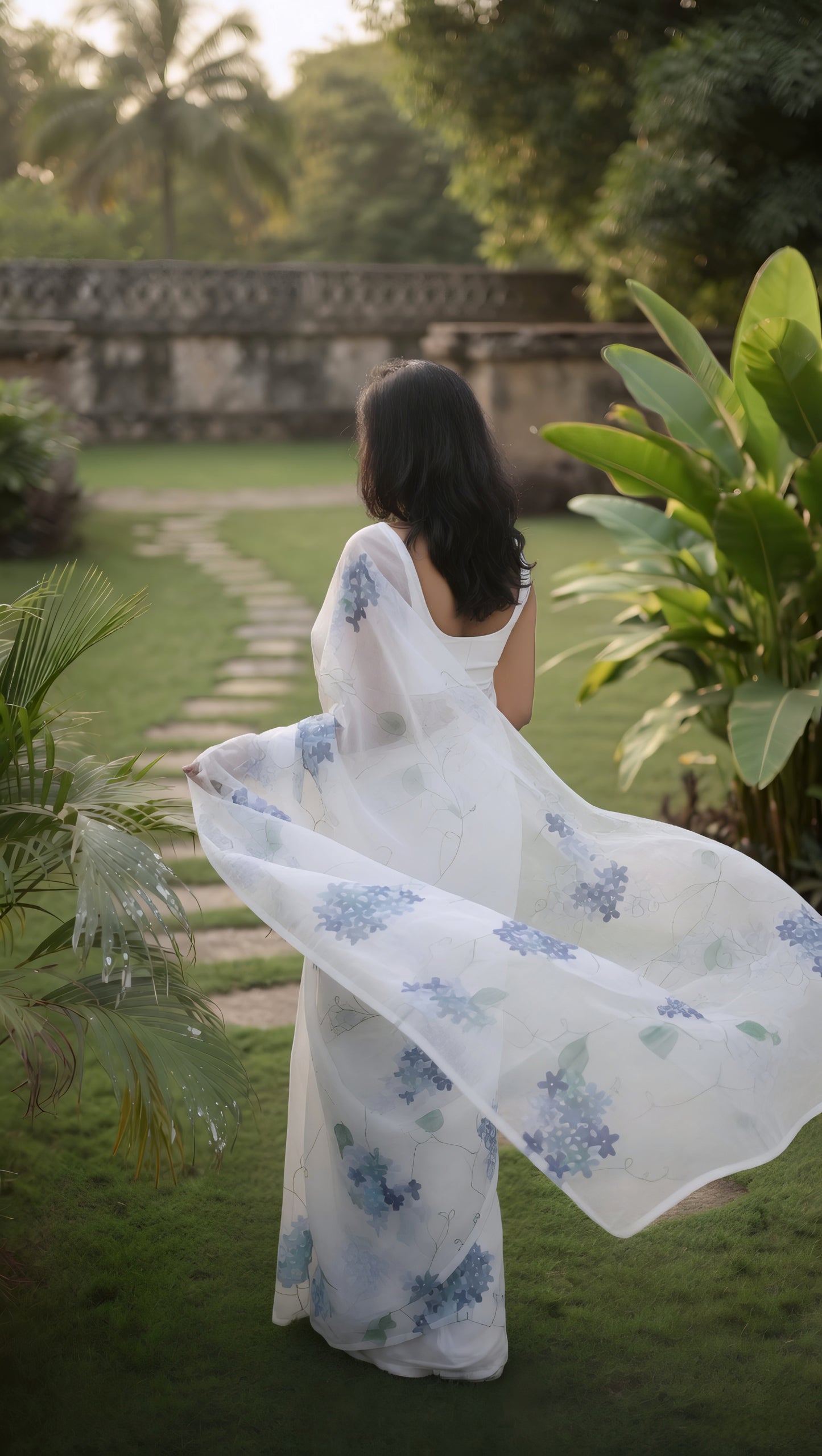 Neelam - Handpainted organza saree