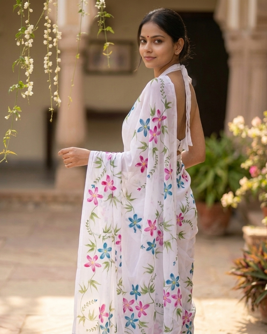 Vasant — Hand-Painted Floral Saree