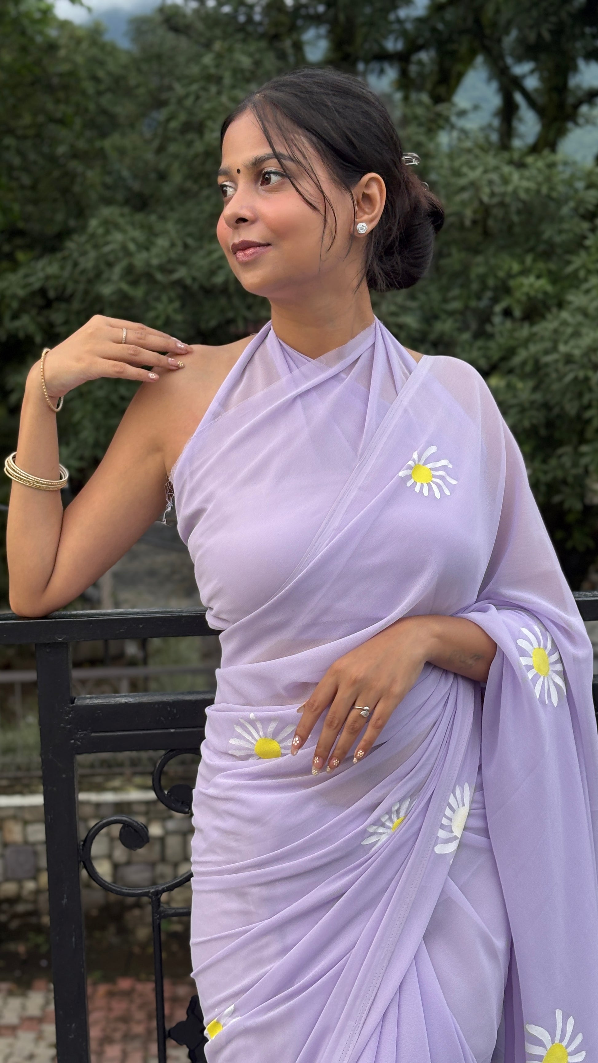 Hand-Painted Lavender Saree