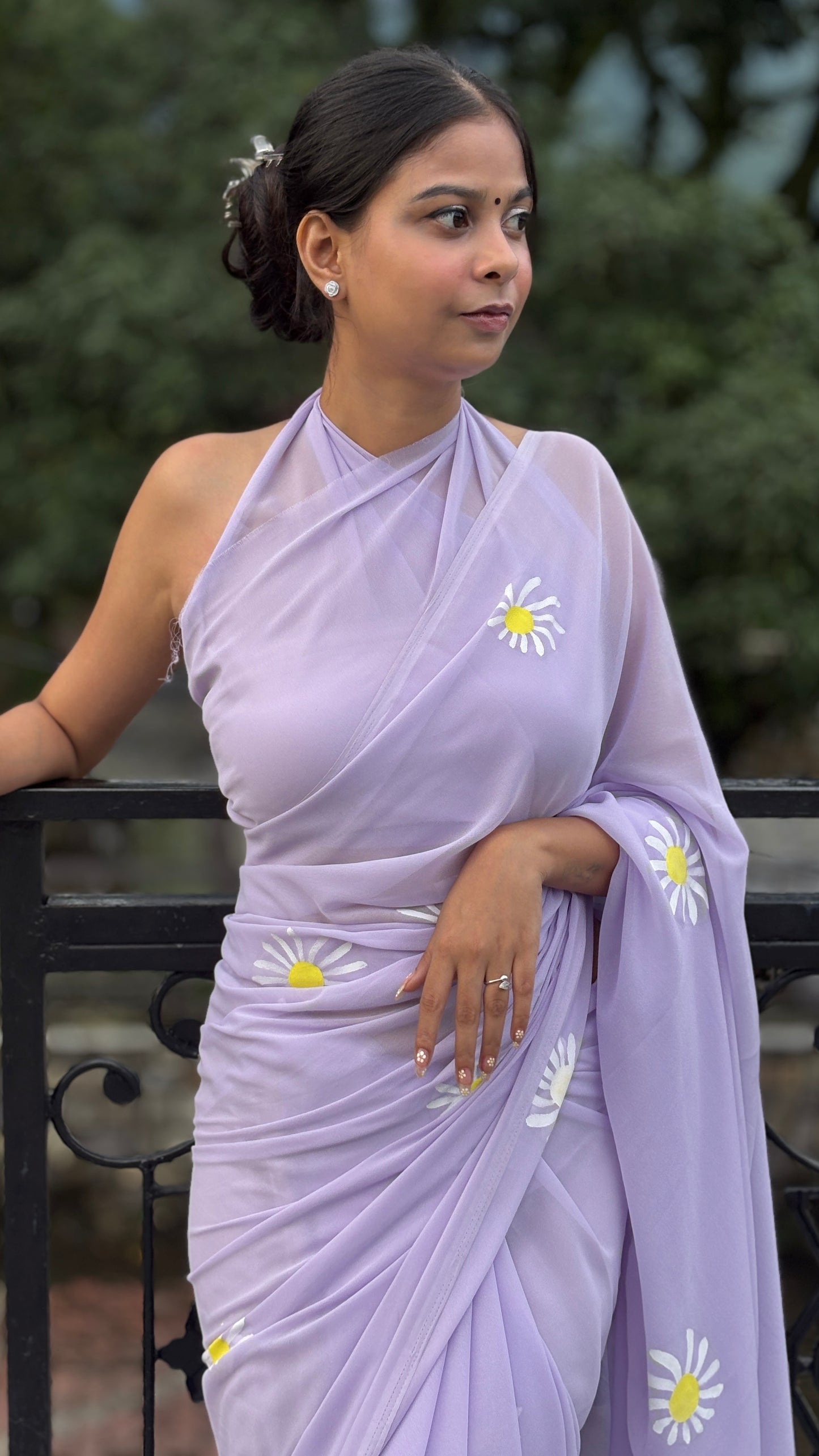 Hand-Painted Lavender Saree