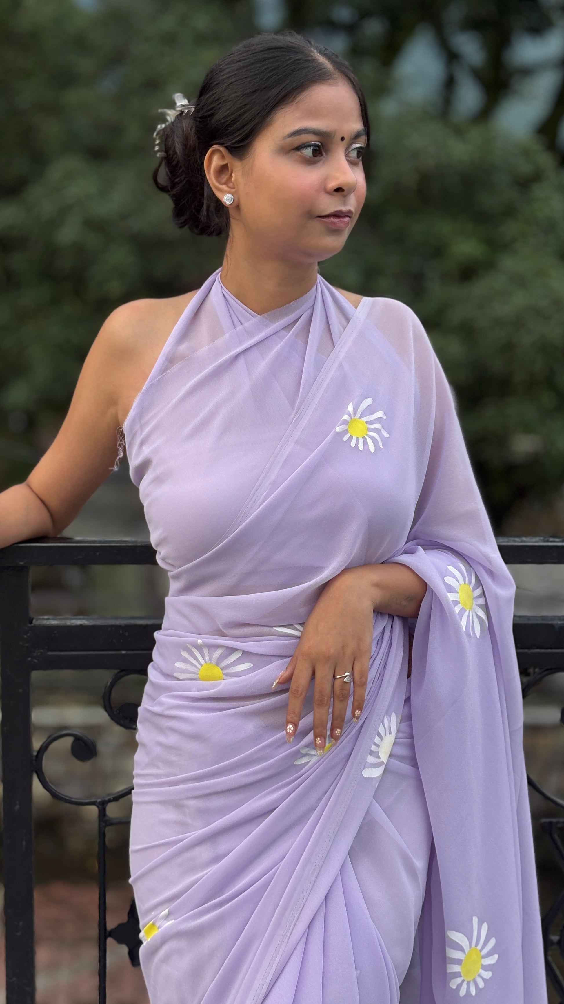Hand-Painted Lavender Saree
