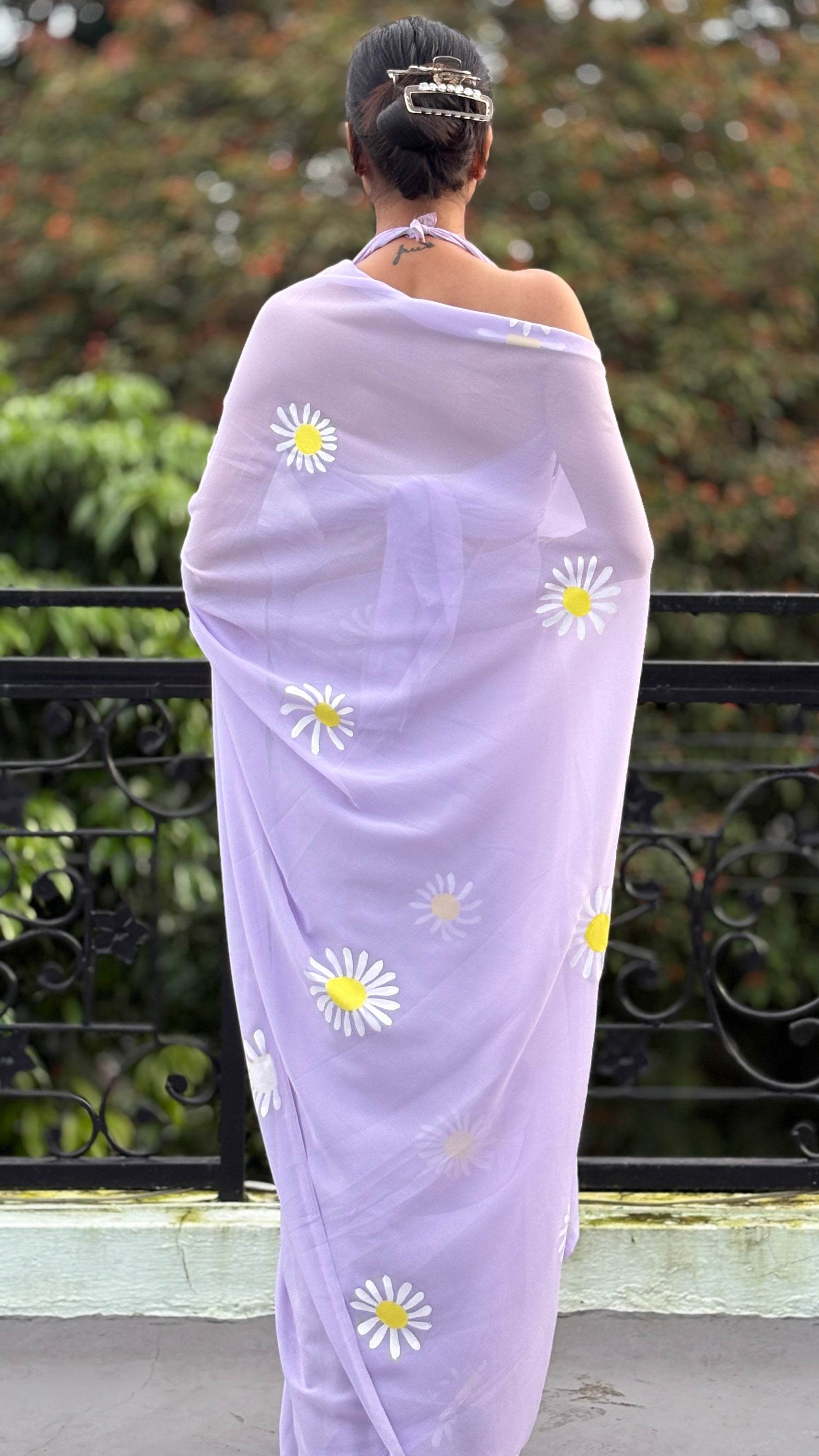 Hand-Painted Lavender Saree