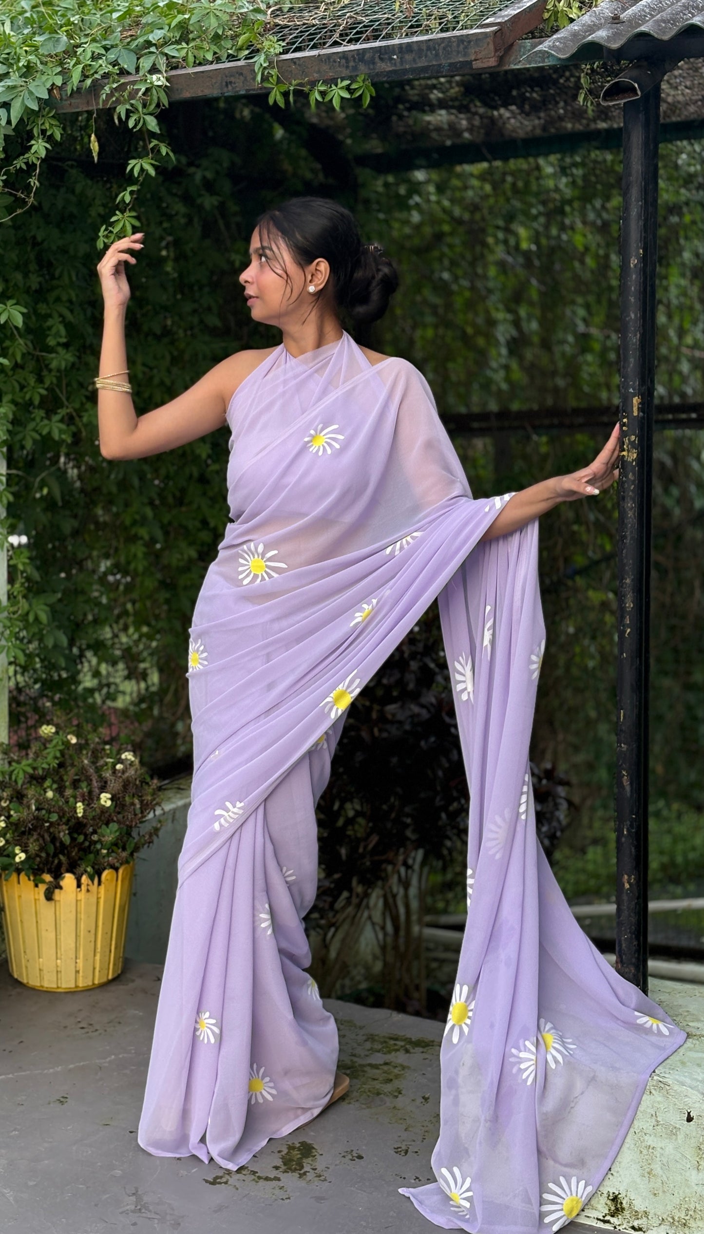 Hand-Painted Lavender Saree