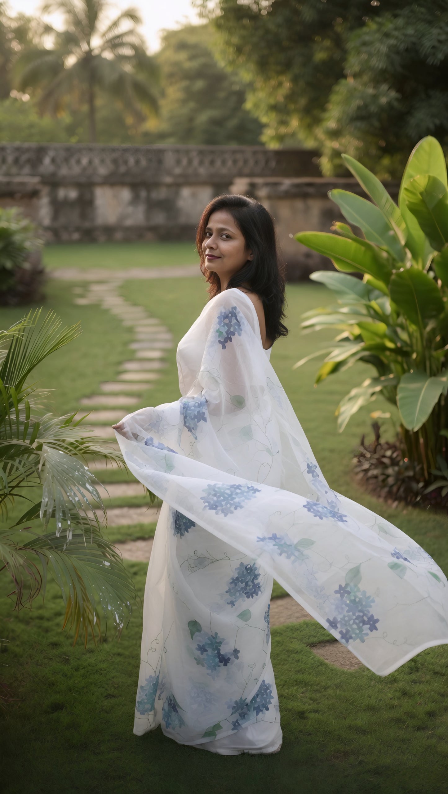 Neelam - Handpainted organza saree