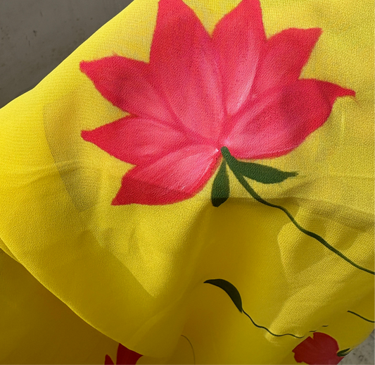 Kompal- Handpainted yellow saree