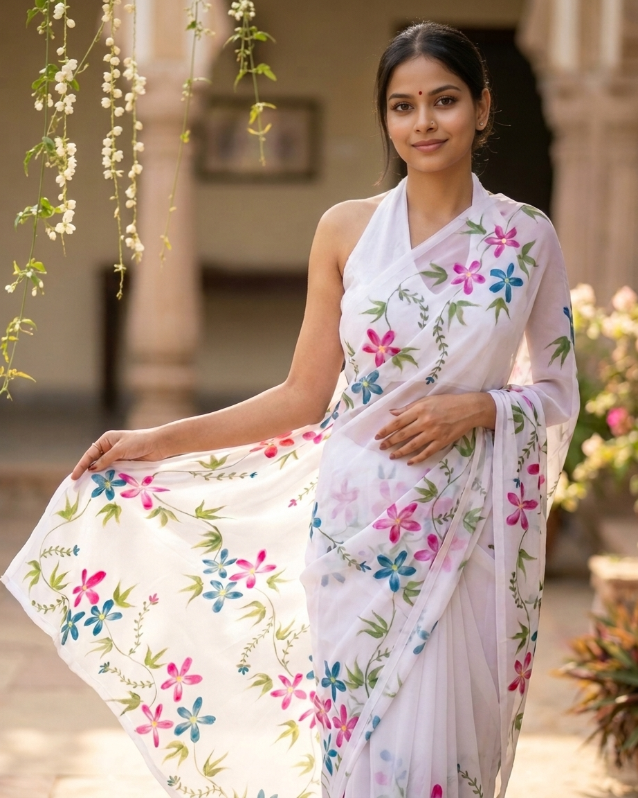 Vasant — Hand-Painted Floral Saree
