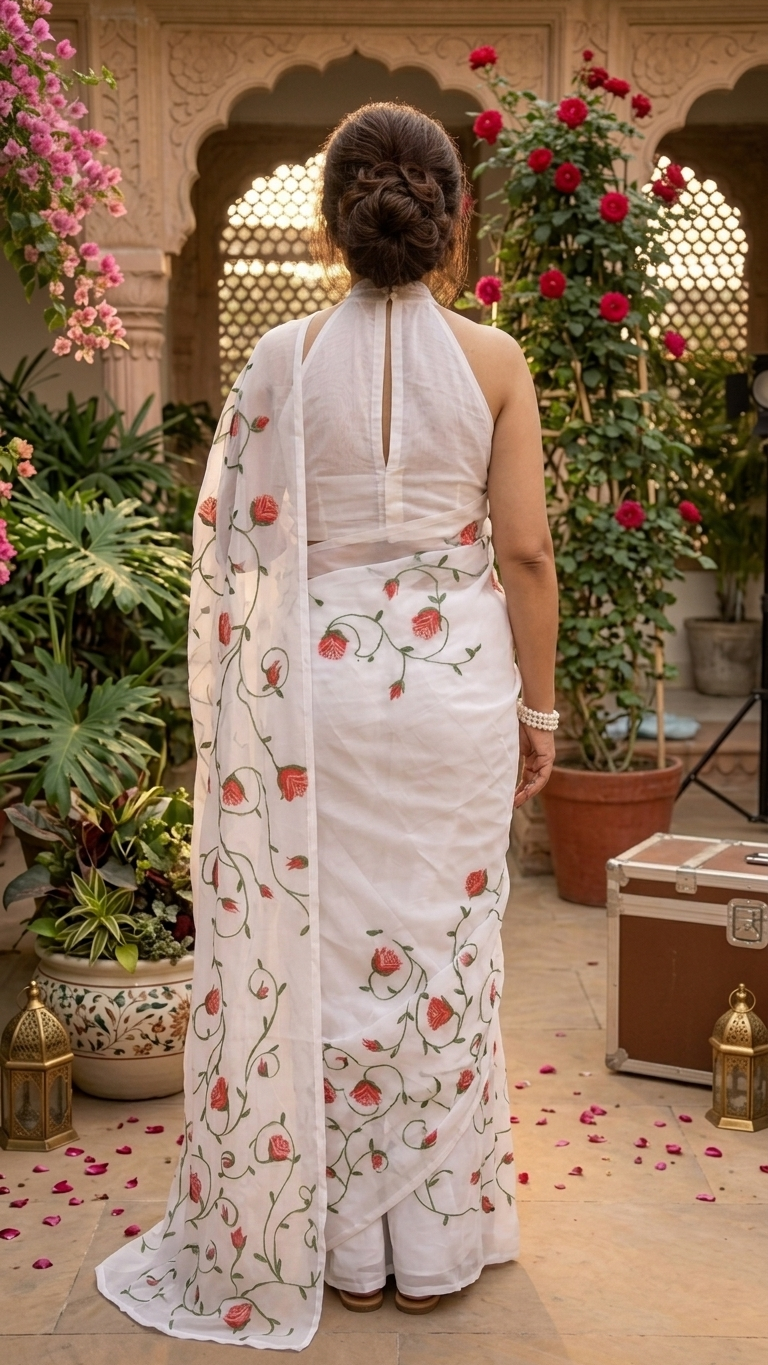 Gulabari — Hand-Painted Rose Saree