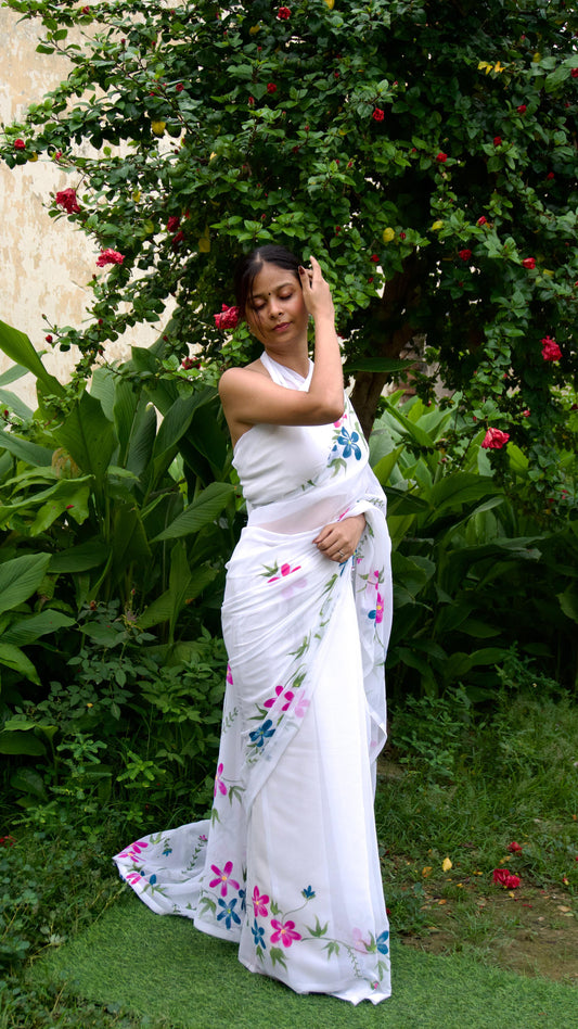 Vasant — Hand-Painted Floral Saree